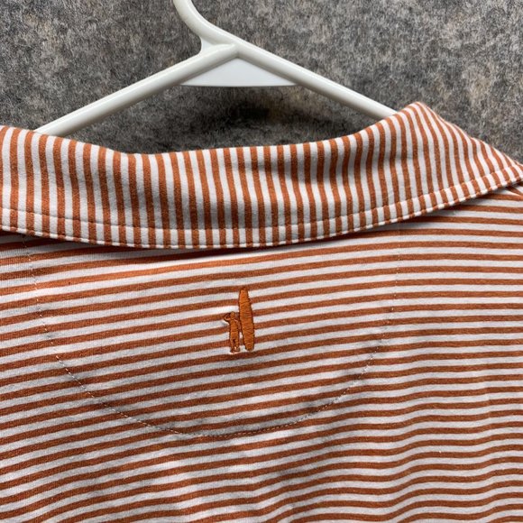 Johnnie O Polo Shirt Men Small Adult Orange White Striped Pockets Outdoors - Picture 13 of 15